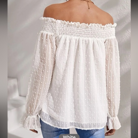 Boho Swiss Dot Off Shoulder Top Blouse Shirt - Picture 4 of 5